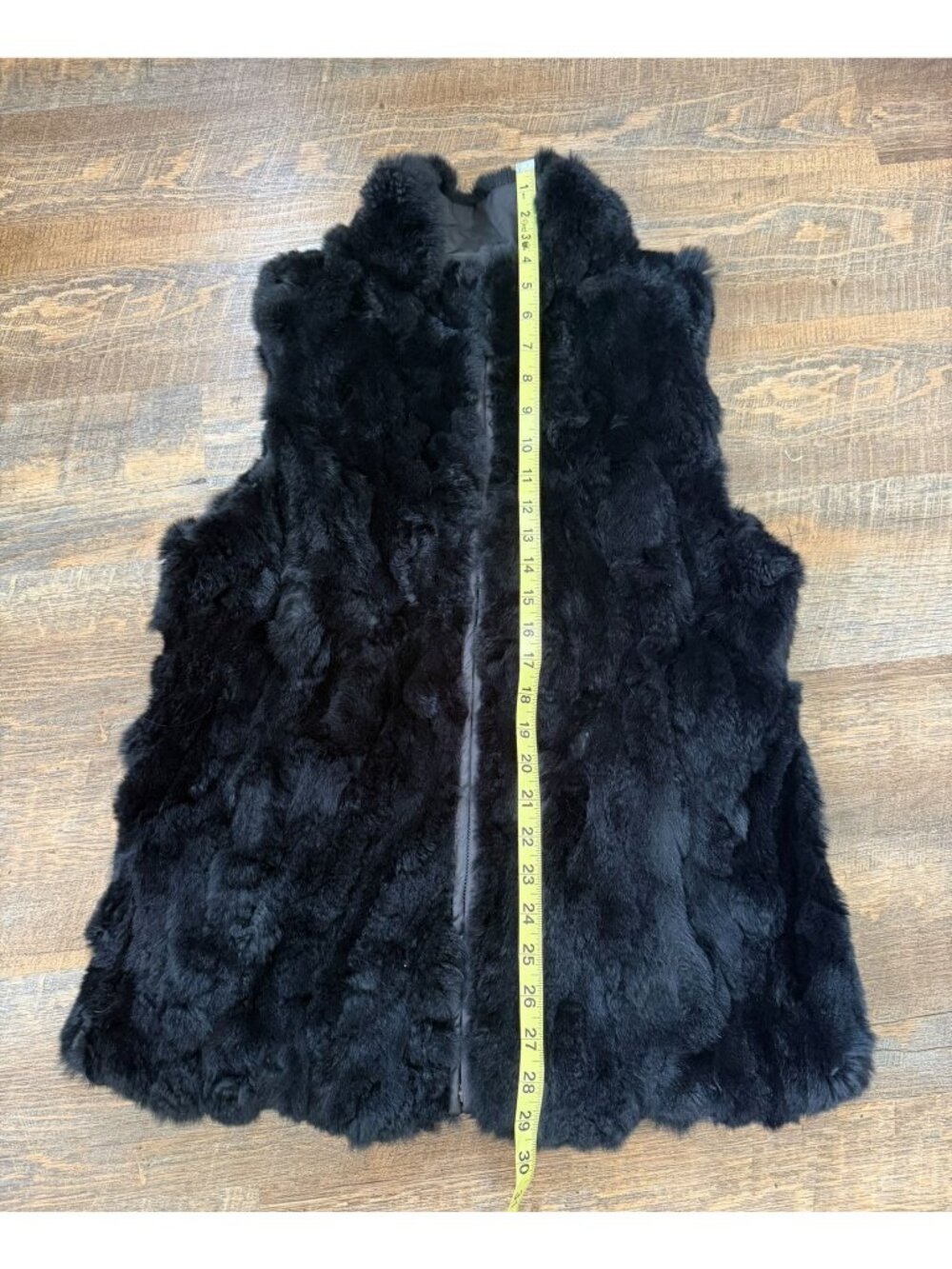 Dana Stein Reversible Rex Rabbit Fur Vest Women XS Black Full Zip Longline - Picture 5 of 11